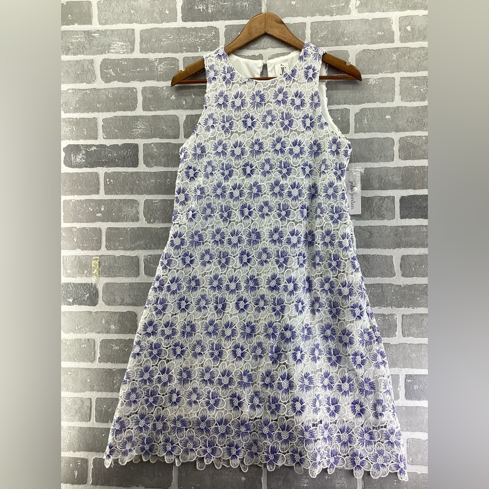 Julia Jordan White and blue floral lace dress Size 4
